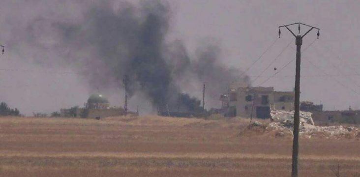 Continuing heavy shelling of the Shahbah area of Afrin in the west of Kurdistan (Rojava) by the Turkish Army